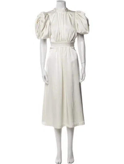 Pre-owned Rotate Birger Christensen Crew Neck Midi Length Dress W/ Tags In White