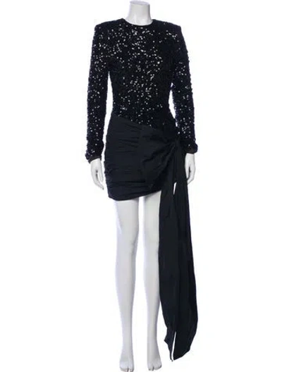 Pre-owned Rotate Birger Christensen Crew Neck Mini Dress In Blue