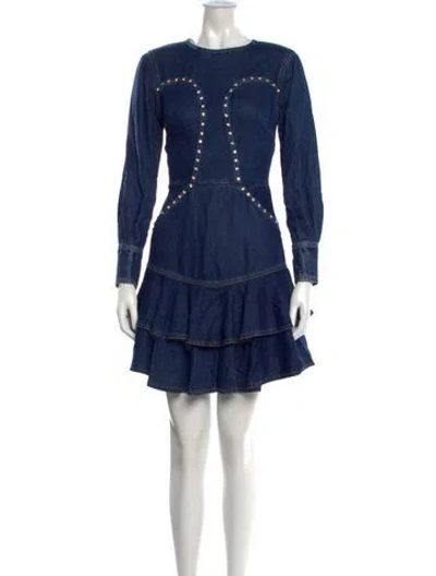 Pre-owned Rotate Birger Christensen Crew Neck Mini Dress In Blue