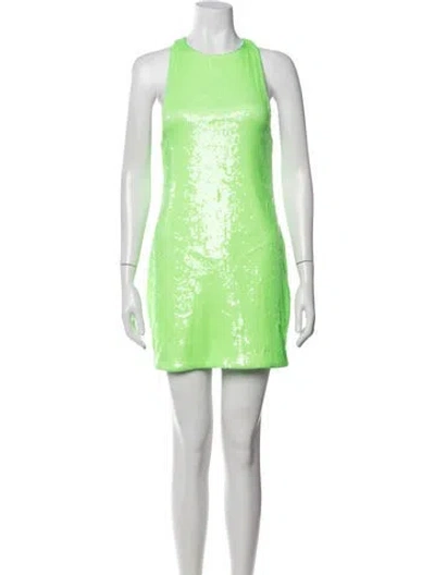 Pre-owned Rotate Birger Christensen Crew Neck Mini Dress In Green