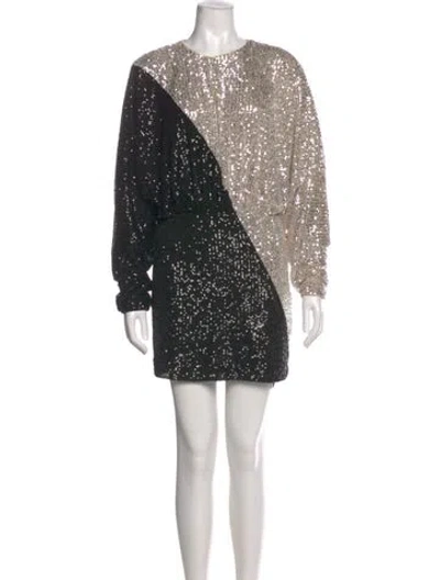 Pre-owned Rotate Birger Christensen Crew Neck Mini Dress In Neutral