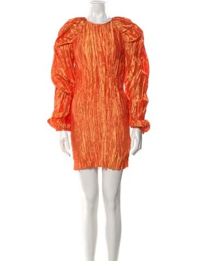 Pre-owned Rotate Birger Christensen Crew Neck Mini Dress In Orange