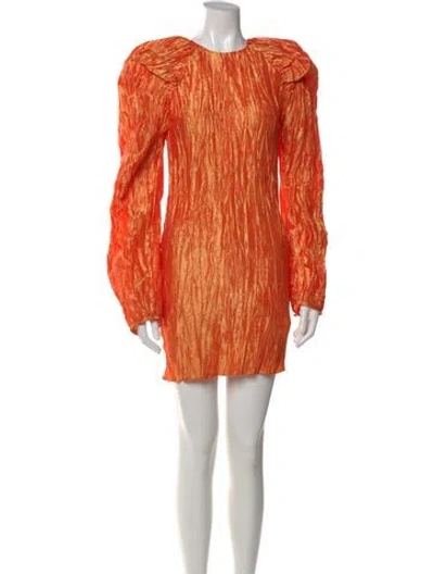 Pre-owned Rotate Birger Christensen Crew Neck Mini Dress In Orange