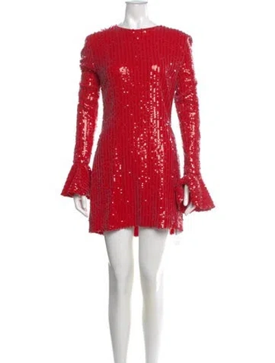 Pre-owned Rotate Birger Christensen Crew Neck Mini Dress In Red