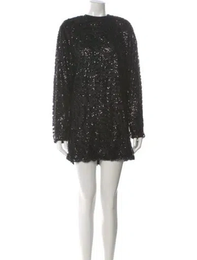 Pre-owned Rotate Birger Christensen Crew Neck Mini Dress W/ Tags In Black