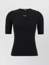 Rotate Birger Christensen Crew Neck Short Sleeves Stretch Fit Top In Black