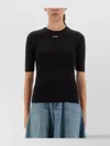 Rotate Birger Christensen Crew Neck Short Sleeves Stretch Fit Top In Black