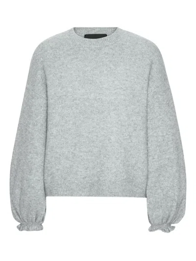 Rotate Birger Christensen Crew-neck Wide-sleeve Sweater In Gray
