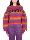 Rotate Birger Christensen Intarsia-logo Striped Cropped Jumper