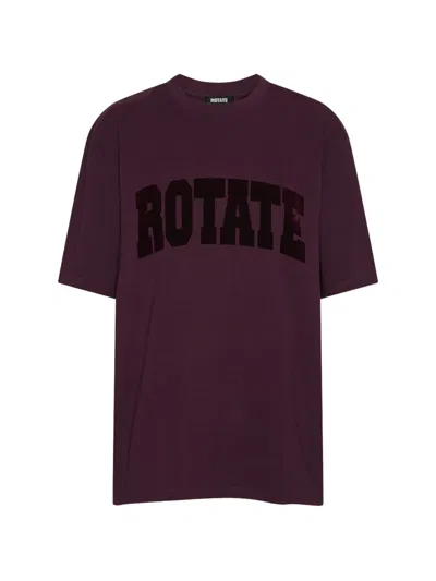 Rotate Birger Christensen T-shirt Mit Rundem Ausschnitt In Purple