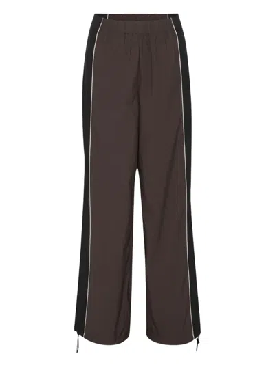 Rotate Birger Christensen Crispy Panelled Trousers In Brown