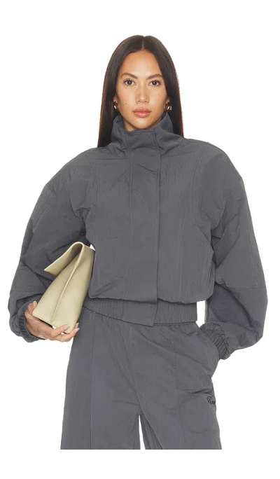 Rotate Birger Christensen Crispy Track Jacket In Gray Pinstripe