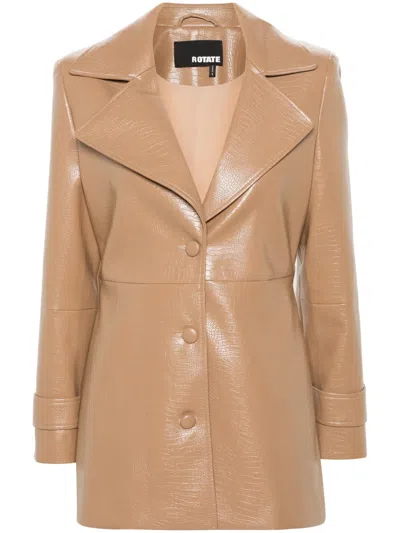 Rotate Birger Christensen Croc-embossed Single-breasted Blazer In Neutrals