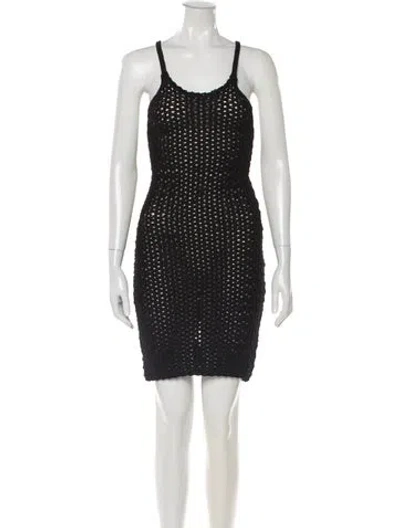 Pre-owned Rotate Birger Christensen Crochet Knee-length Dress In Black