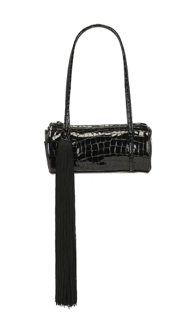 Rotate Birger Christensen Croco Barrel Bag In Black