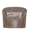 Rotate Birger Christensen Crocodile-embossed Crop Top In Gray