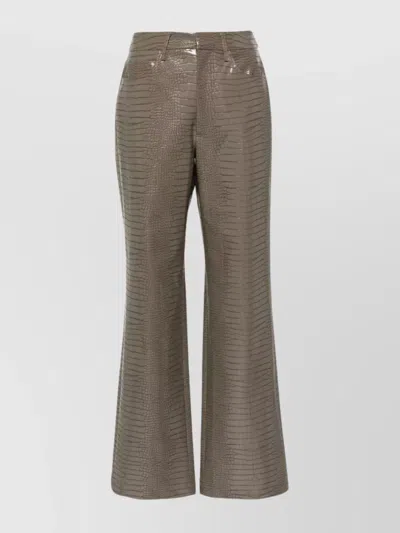 ROTATE BIRGER CHRISTENSEN CROCODILE PATTERN HIGH WAIST STRAIGHT LEG TROUSERS