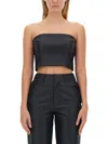 Rotate Birger Christensen Rotate Structured Strapless Crop Top In Black