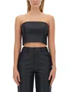 Rotate Birger Christensen Rotate Structured Strapless Crop Top In Black