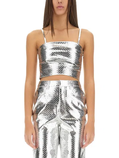 Rotate Birger Christensen Crop Top In Silver