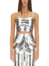 Rotate Birger Christensen Metallic Crop Top In Silver
