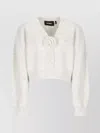 Rotate Birger Christensen Cropped Alpaca And Wool Cardigan With V-neck In Gray