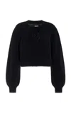 Rotate Birger Christensen Cropped Alpaca-wool Cardigan In Black