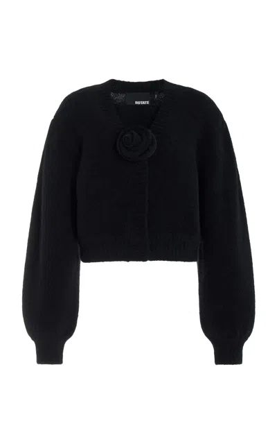 Rotate Birger Christensen Cropped Alpaca-wool Cardigan In Black