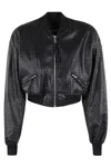 Rotate Birger Christensen Rotate Cropped Braided Bomber Jacket In Black