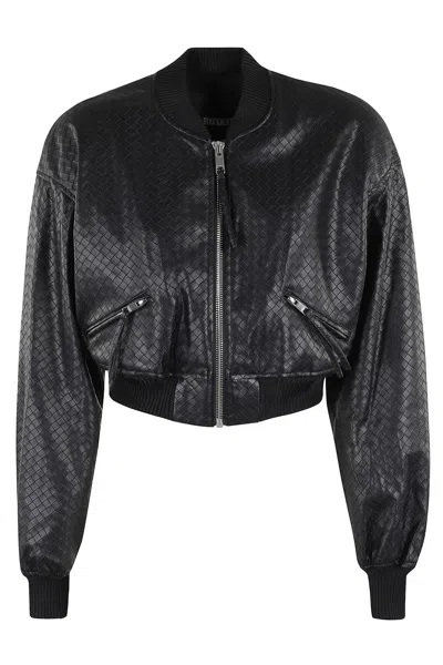 Rotate Birger Christensen Cropped Braided Jacket In Black
