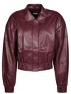 Rotate Birger Christensen Collared Panel Detailing Bomber Jacket In Burgundy