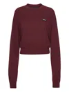 Rotate Birger Christensen Cropped Burgundy Sweater With Ribbed Hem In White