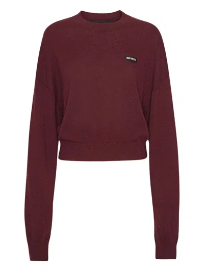 ROTATE BIRGER CHRISTENSEN CROPPED BURGUNDY SWEATER WITH RIBBED HEM