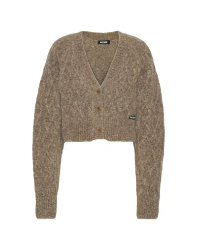ROTATE BIRGER CHRISTENSEN CROPPED CARDIGAN WITH TEXTURED CABLE KNIT