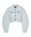 Rotate Birger Christensen Rotate Cropped Round Sleeve Denim Jacket In Light Blue
