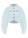 Rotate Birger Christensen Cropped Round Sleeve Jacket In Blue