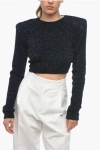 Rotate Birger Christensen Cropped Fit Lurex Cardigan With Padded Shoulders