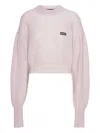Rotate Birger Christensen Short Knit Puff Sweater In Pink