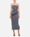 Rotate Birger Christensen Rotate Asymmetric Hem Ruched Strapless Top In Multicolour