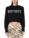 Rotate Birger Christensen Rotate Birgerchristensen Cropped Shirt With Logo In Black