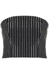 Rotate Birger Christensen Rotate Cropped Top With Sequined Stripes In Black