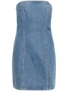 Rotate Birger Christensen Crystal-embellished Denim Mini Dress In Blue