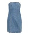 Rotate Birger Christensen Crystal-embellished Denim Mini Dress In Blue