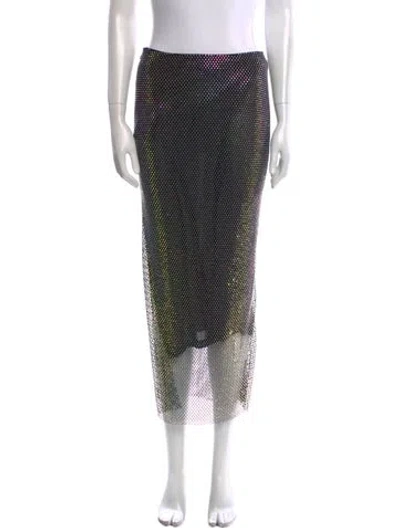 Pre-owned Rotate Birger Christensen Crystal Embellishments Midi Length Skirt W/ Tags In Black