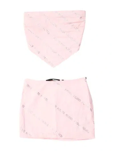 Pre-owned Rotate Birger Christensen Crystal Embellishments Skirt Set In Pink