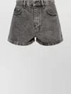 ROTATE BIRGER CHRISTENSEN CRYSTAL FRAYED HIGH-RISE DENIM SHORTS