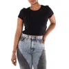 Rotate Birger Christensen Rotate Crystal Logo Cropped T-shirt In Black