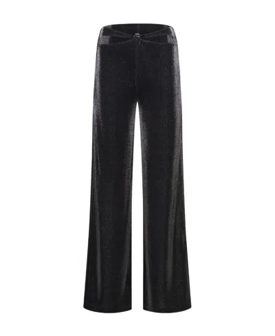 Rotate Birger Christensen Cut-out Lurex Trousers In Black