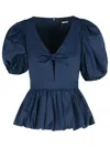 Rotate Birger Christensen Dark Blue Cotton Blouse In Blue