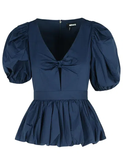 ROTATE BIRGER CHRISTENSEN ROTATE BIRGER CHRISTENSEN DARK BLUE COTTON BLOUSE